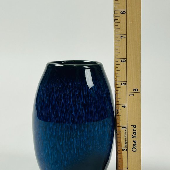 Beautiful Decorative 6" Blue Black 2 tone Glazed Table Vase - Picture 7 of 8